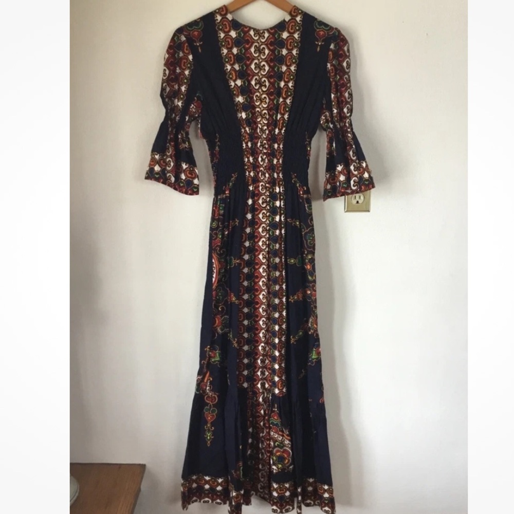 Vintage 70s Swazi Flame Hand Made Swaziland Maxi Dress